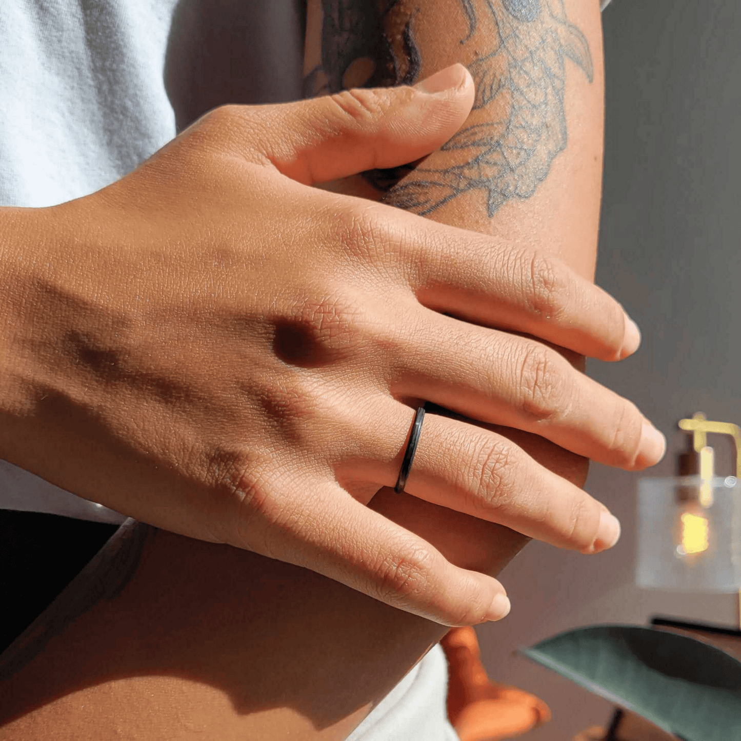 Million Dollar Body Labs Rings The Racer Fitness Ring - The Last Fitness Ring You'll Ever Buy The Racer Stackable Carbon Fiber Ring | Ultra-Slim Black Design